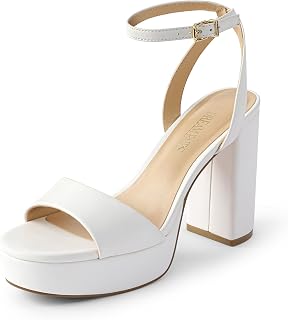 DREAM PAIRS Platform High Heels for Women Chunky Round Ankle Strap Elegant Heels Sandals for Party Prom Wedding