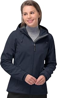 33,000ft Ladies Fleece Lined Soft Shell Jacket Warm Lightweight Hooded Windproof Outdoor Hiking Jacket