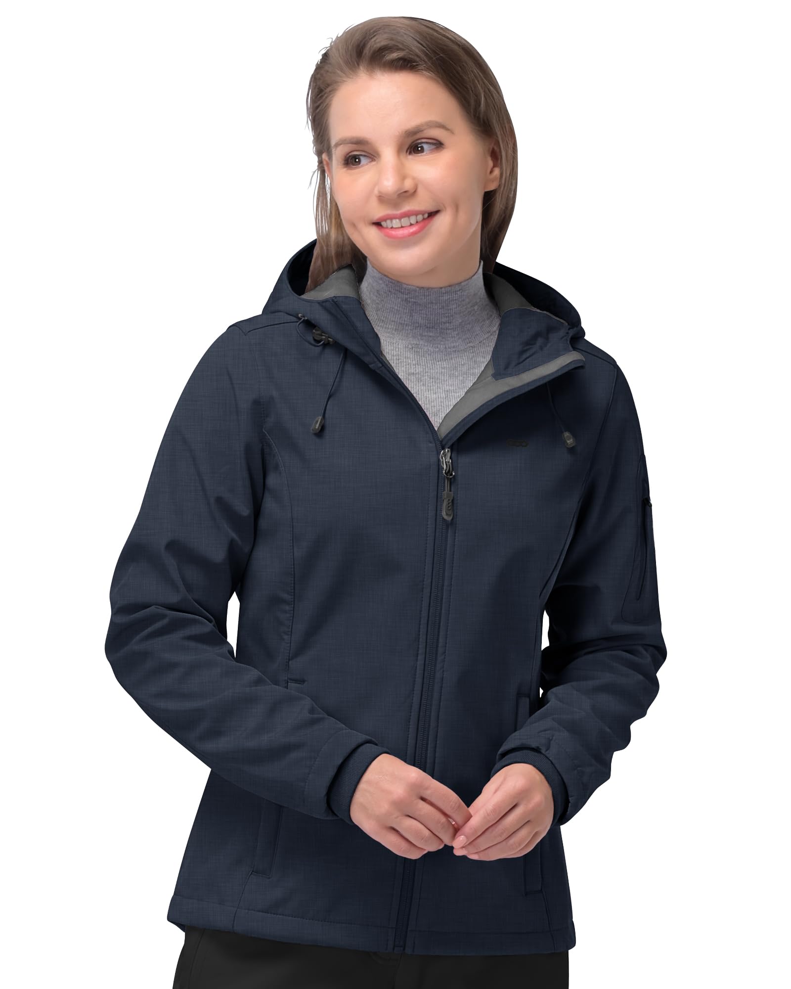 33,000ft Ladies Fleece Lined Soft Shell Jacket Warm Lightweight Hooded Windproof