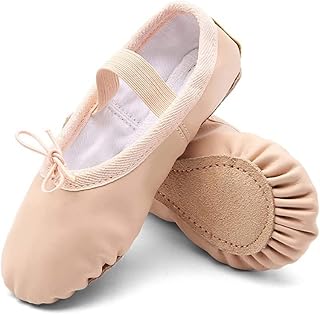 TETSUO Girls Ballet Shoes, Indoor Gymnastic Ballerina Dance Flats Slippers for Kids, Toddlers Dancing, Yoga, Fitness
