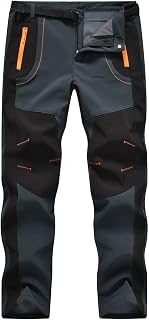 TBMPOY Men's Snow Ski Waterproof Fleece Lined Pants Outdoor Hiking Mountain Softshell with Belt