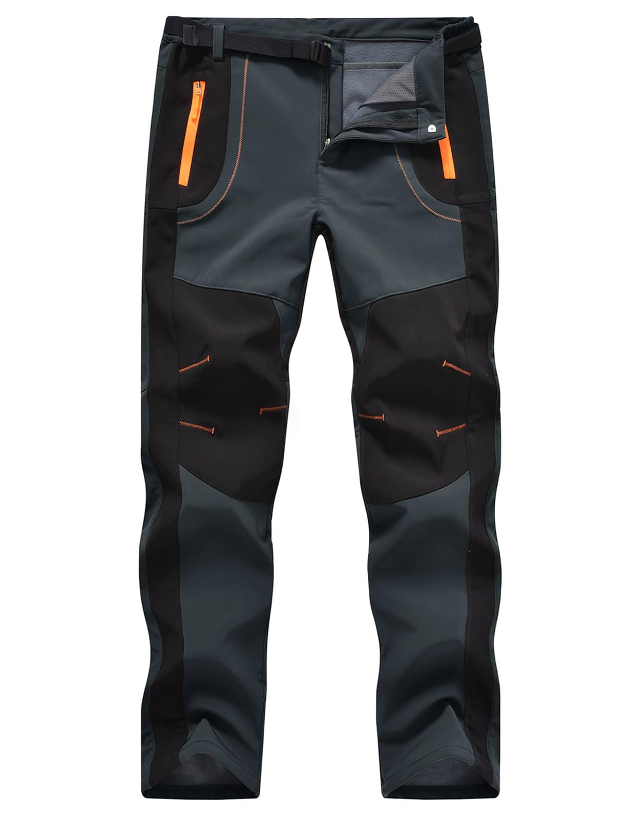 TBMPOY Men's Snow Ski Waterproof Fleece Lined Pants Outdoor Hiking Mountain Soft