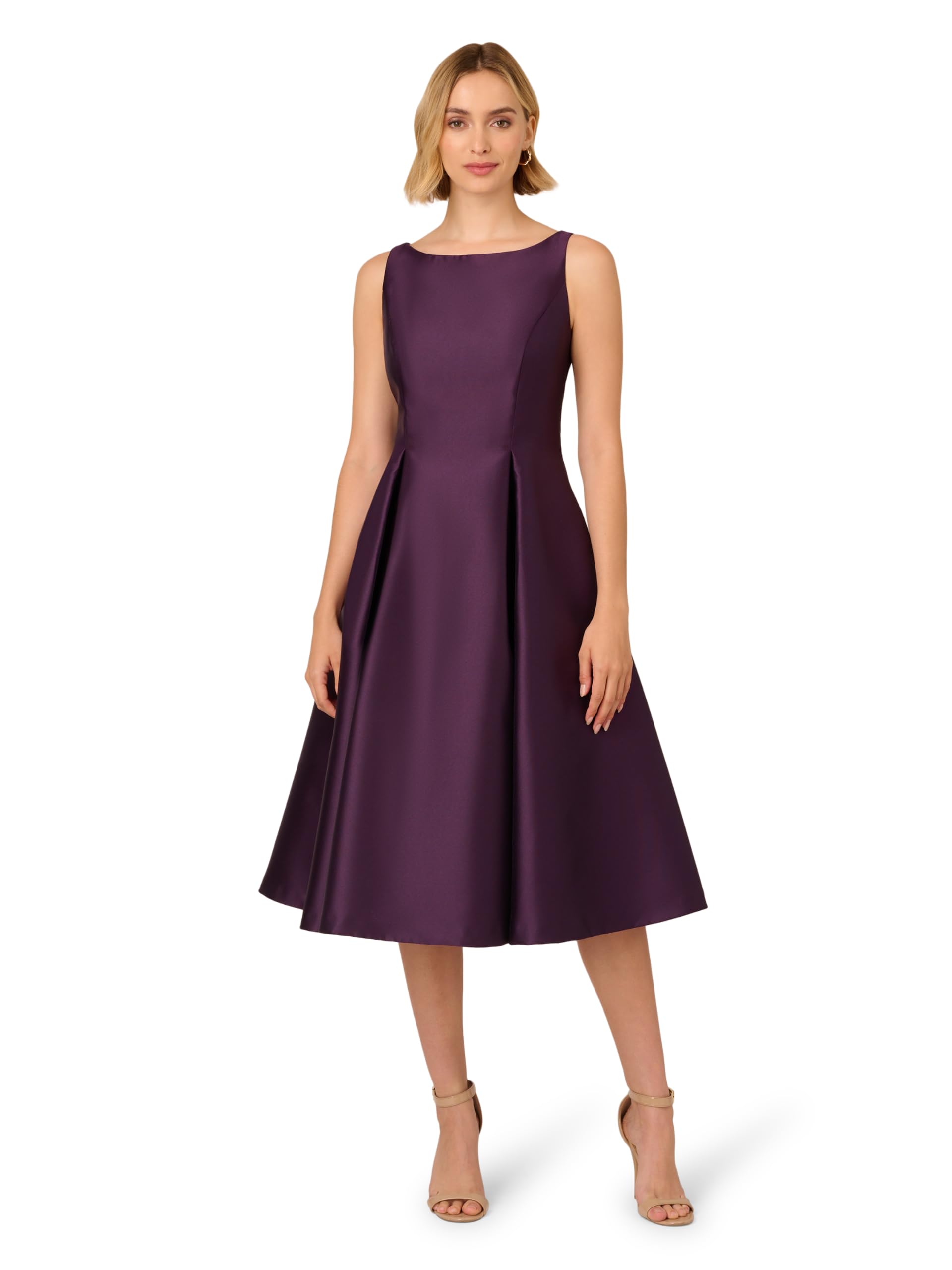 Adrianna Papell - Women's Cocktail Dress - Sleeveless Tea Length Dress - Simple,