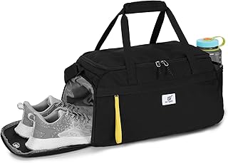 SKYSPER 35L ジムバッグ 男女兼用 シューズコンパートメント付き 小さなダッフルバッグ 旅行&スポーツ ワークアウトオーバーナイトバッグ 大きな外部ウェットドライポケットと特大サイドポケット付き, Balck, 35L, スポーティー。
