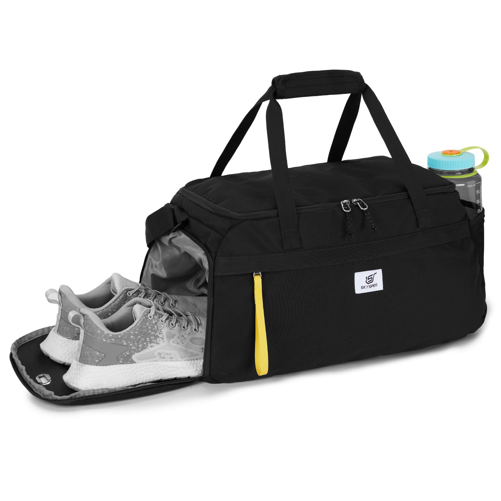 SKYSPER 35L ジムバッグ 男女兼用 シューズコンパートメント付き 小さなダッフルバッグ 旅行&スポーツ ワークアウトオーバーナイトバッグ 大きな外部ウ