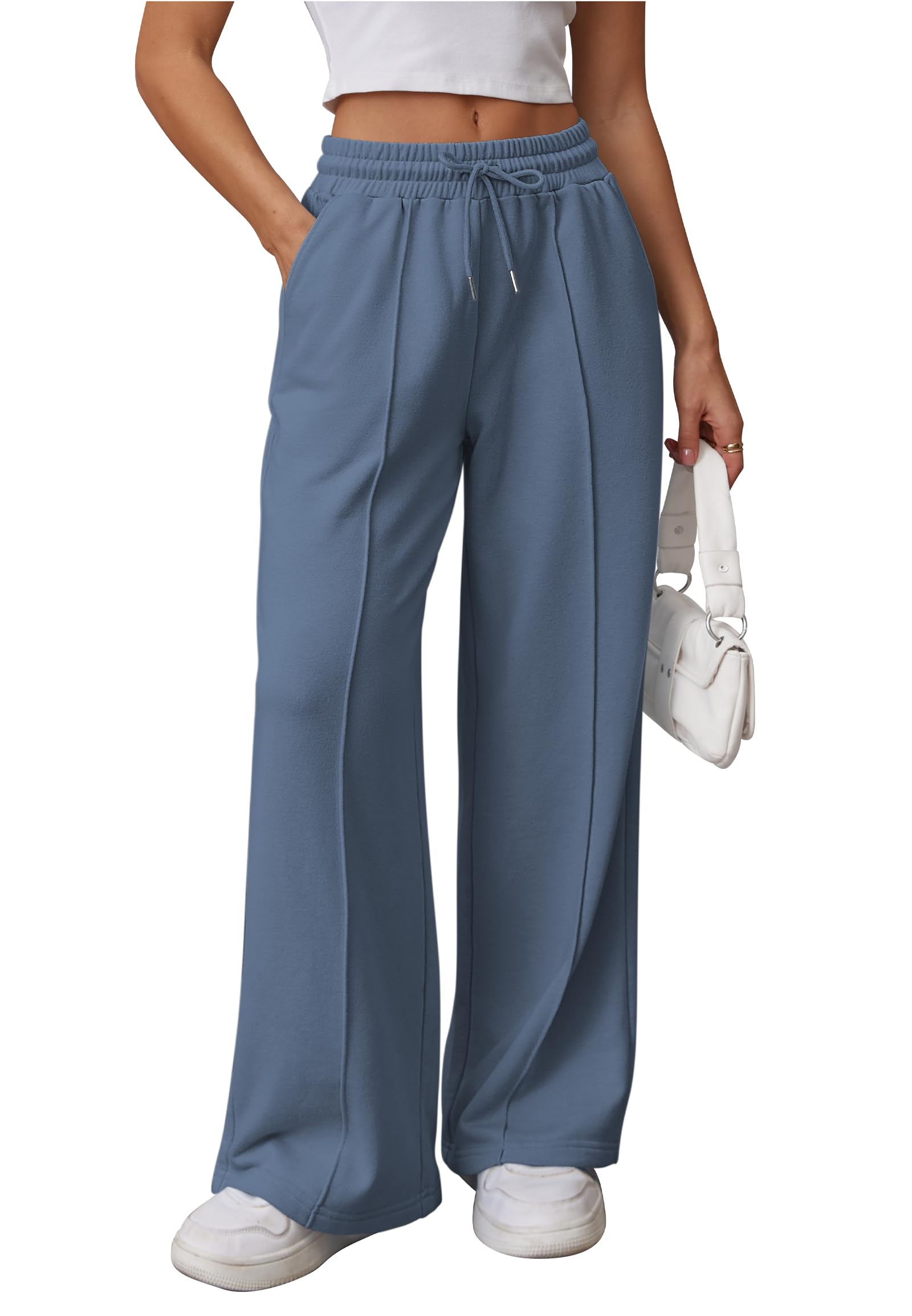 ATHMILE Womens Wide Leg Sweatpants High Waisted Baggy Teen Girl Pants