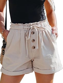 FEKOAFE Women Comfy Drawstring Casual Elastic Waist Cotton Shorts with Pockets (S-2XL)