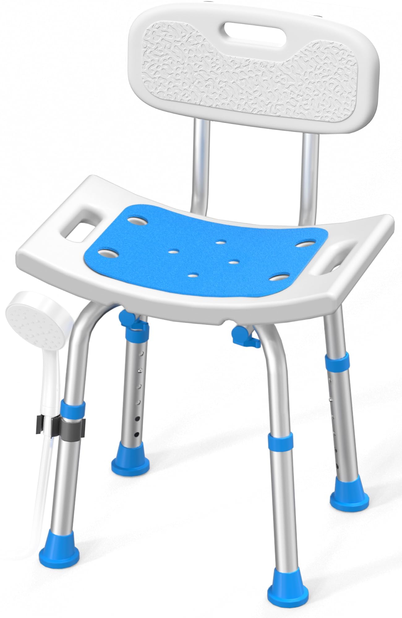 HOMLAND Shower Chair for Inside Shower with Removable Back, Aluminum Frame | Hei