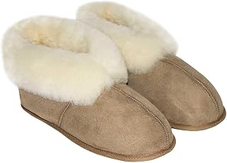 Rohn Moden Classic Lambskin Slippers - High Quality Slippers for Men and Women Made of Real Lambskin, with Flexible Leather Sole for Optimal Comfort and Warmth in Stylish Beige