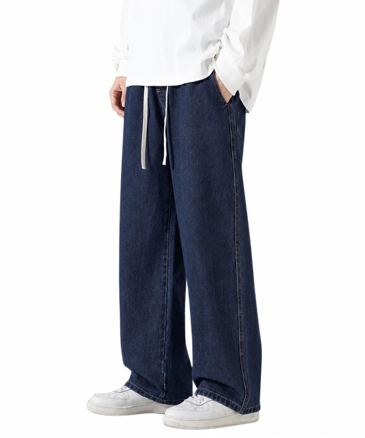 Men's Wide Pants, Thin, For Spring & Autumn, Denim Style, Lightweight, Loose, Lo