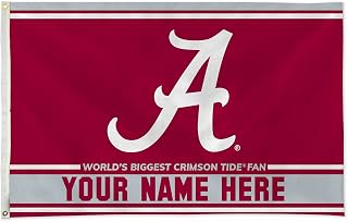 Rico Industries NCAA Alabama Crimson Tide Standard Personalized - Custom 3' x 5' Banner Flag - Made in The USA - Indoor or Outdoor Décor