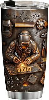 Gift For Welders Showcasing Craftsmanship and Tools - Personalized Tumbler, Custom Name Vacuum Insulated Stainless Steel Cup With Lid, Welding Birthday Father’s Day Gift For Men, 20oz Coffee Mug