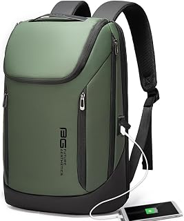 BANGE Business Smart Backpack Waterproof fit 15.6 Inch Laptop Backpack with USB Charging Port,Travel Durable Backpack (Green(two Pocket)