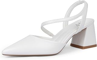 QIY Geschlossene spitze Zehenabsätze für Damen, Slingback, klobiger