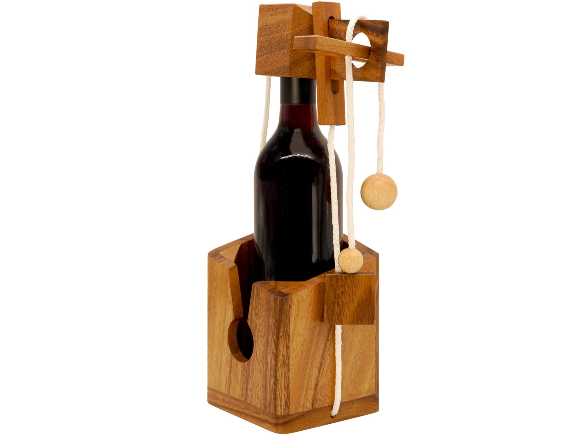 BSIRI Bottle Puzzle - Challenging 3D Wooden Bottle Holder and Bottle Lock Puzzle