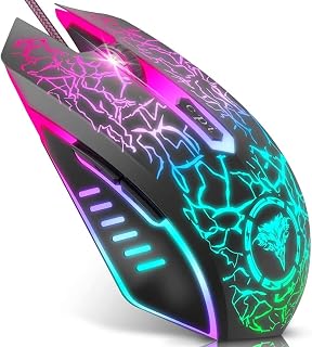 BENGOO Gaming Mouse Wired with RGB Backlit, Ergonomic PC Computer Mice | 4 Adjustable DPI up to 3600, 6 Programmable Buttons, Optical Gamer Mouse for PC Laptop Windows 7/8/10/XP Vista Linux
