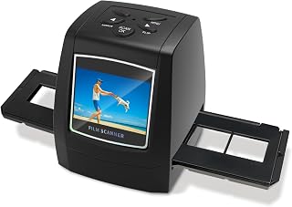 DigitConvert 35mm Slide & Film Negative Scanner, Convert Slides to Digital | Mini digital film scanner with 2.4 LCD screen; converts 35mm negatives and slides to JPEG images; easy load film adapters