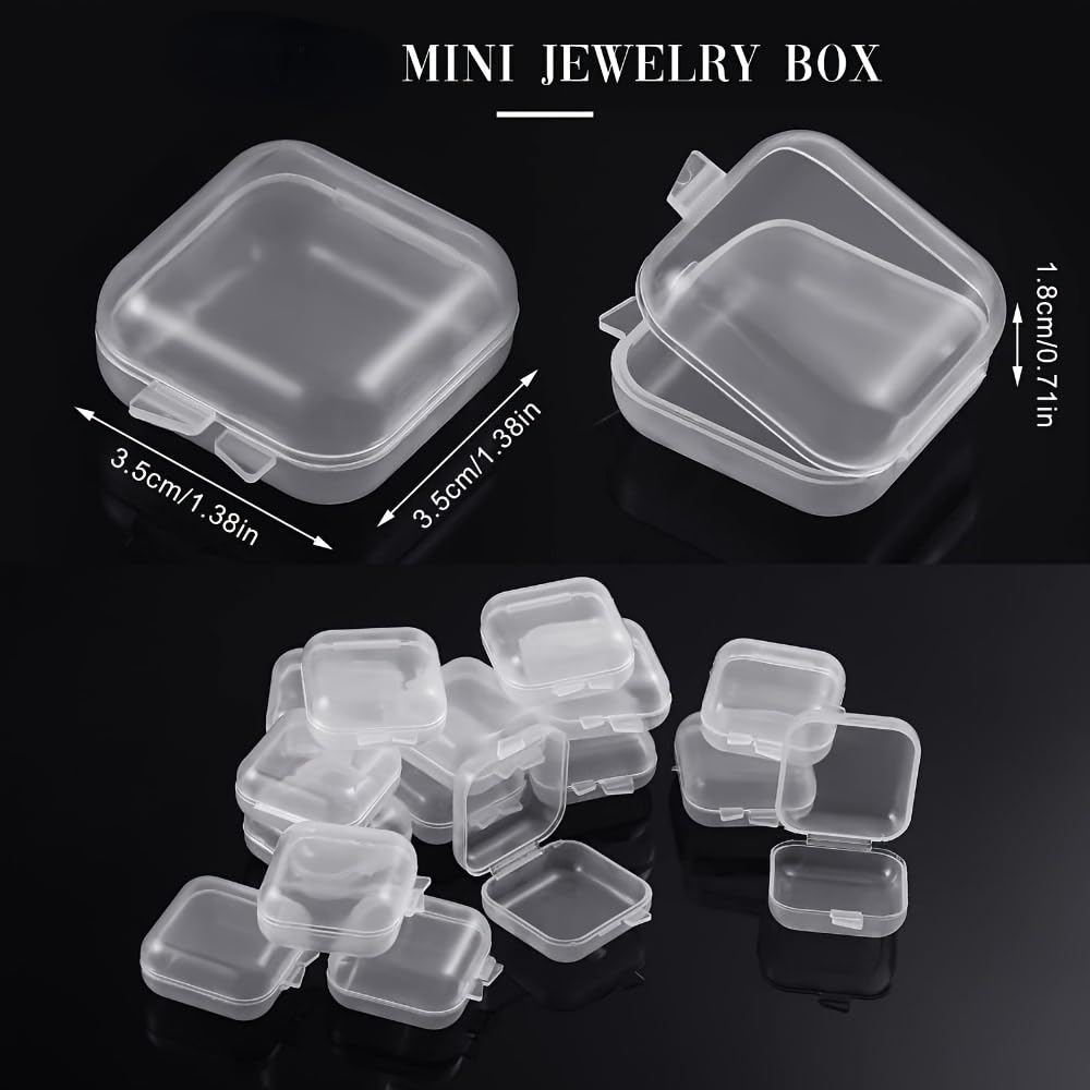 30 Pack Mini Clear Jewelry Storage Boxes with Hinged Lids Clear Plastic Small Co