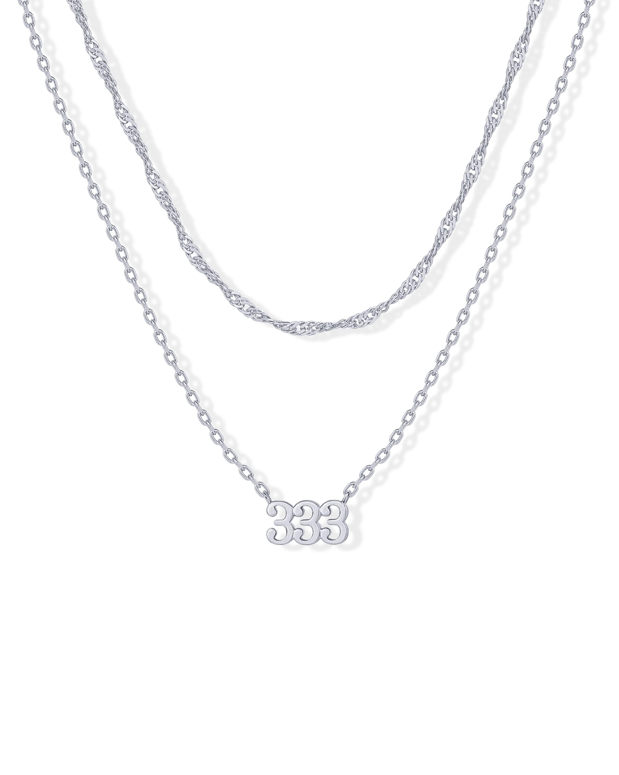 PAVOI 14K Gold Plated Angel Number Pendant Layering Necklace for Women