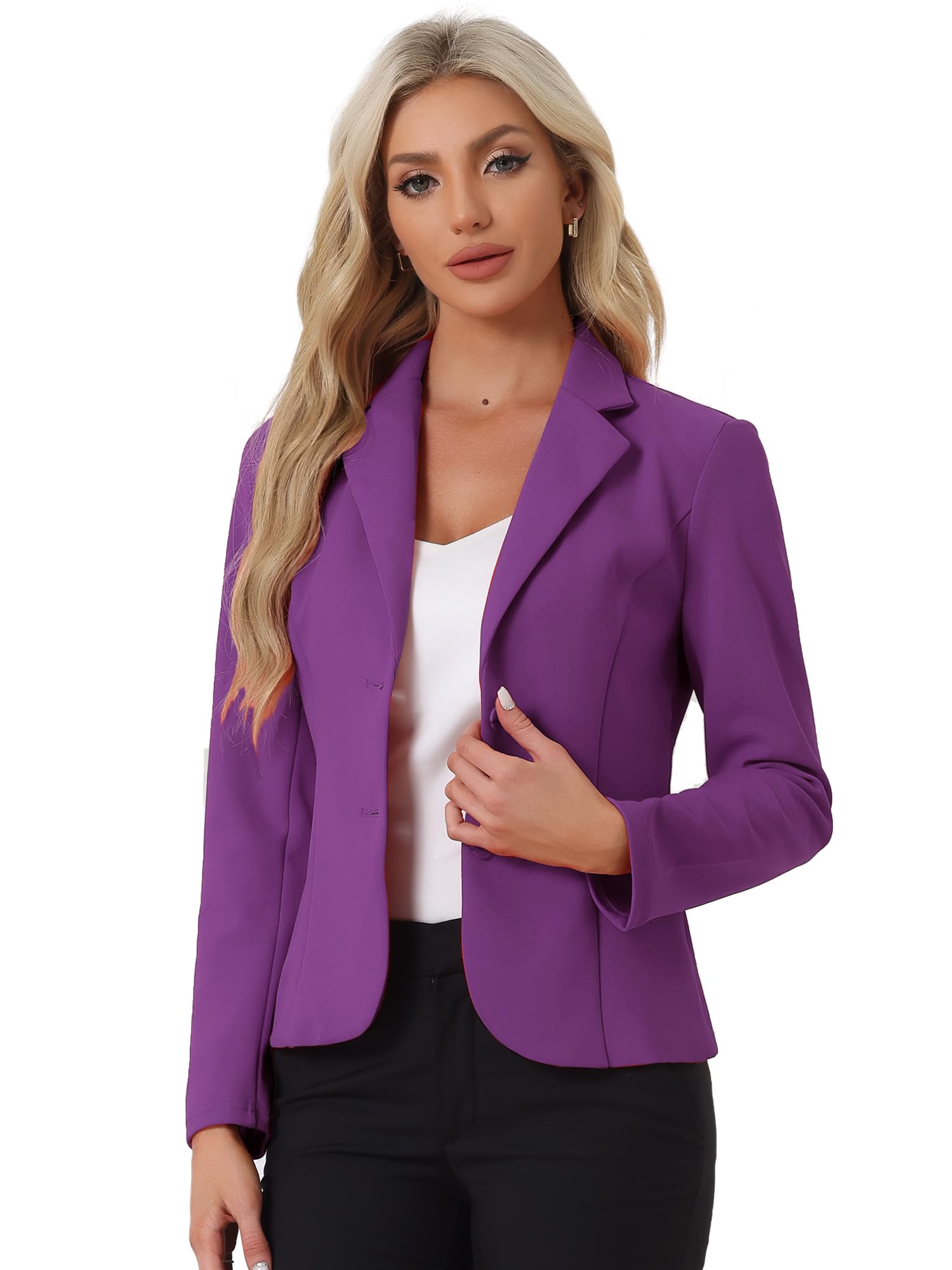 Allegra K Women's Work Office Blazer Stretch Lapel Collar Long Sleeve Jacket Sui