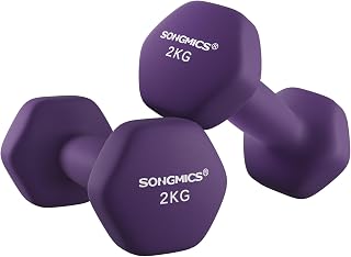 SONGMICS Set of 2 Hex Dumbbells with Neoprene Coating for Strength Training, Fitness, Home Workout