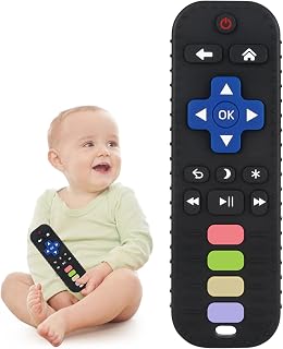Chuya Baby Teether Toy Chew Toys for Babies 3-24 Months | TV Remote Control Shape Teething Relief for Infants (Black)