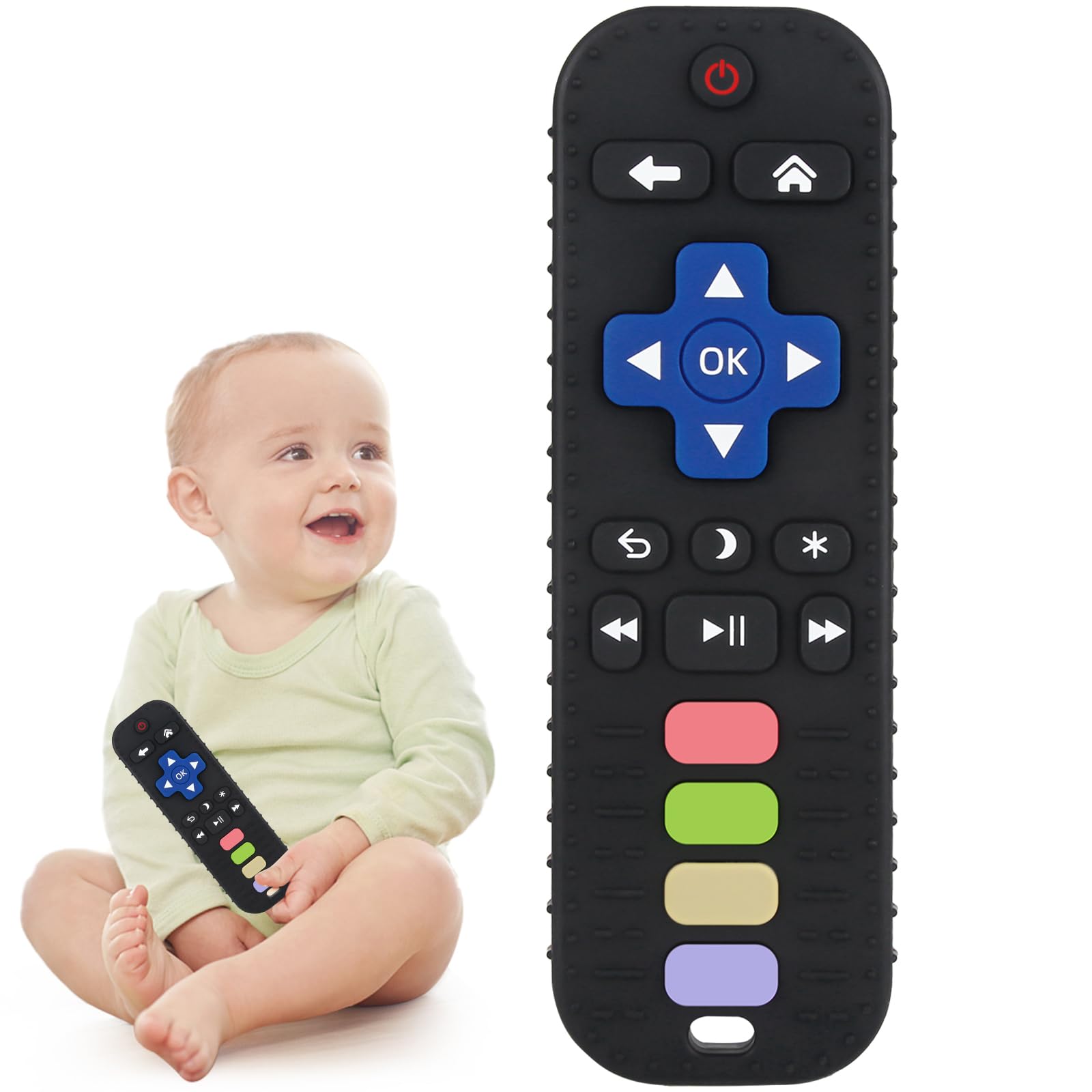 WUJUN Baby Teether Toy Chew Toy for Babies TV Remote Control Shape Black | For I