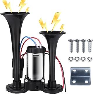 Animgrth 2026 Upgraded 12V 600DB Air Horn Dual Trumpets | Super Loud Truck Train Horns Kit with Air Compressor for Any 12V SUV Motorcycle Trucks Pickup Lorries Trains Cars Boats