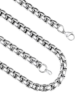 FindChic Stainless Steel Square Box Chain for Men | Silver/Gold/Black Rolo Necklace for Pendant | 2mm/3mm/6mm/8mm Width | No Tarnish, Hypoallergenic Hip Hop Jewelry with Gift Box | 18"-30" Length