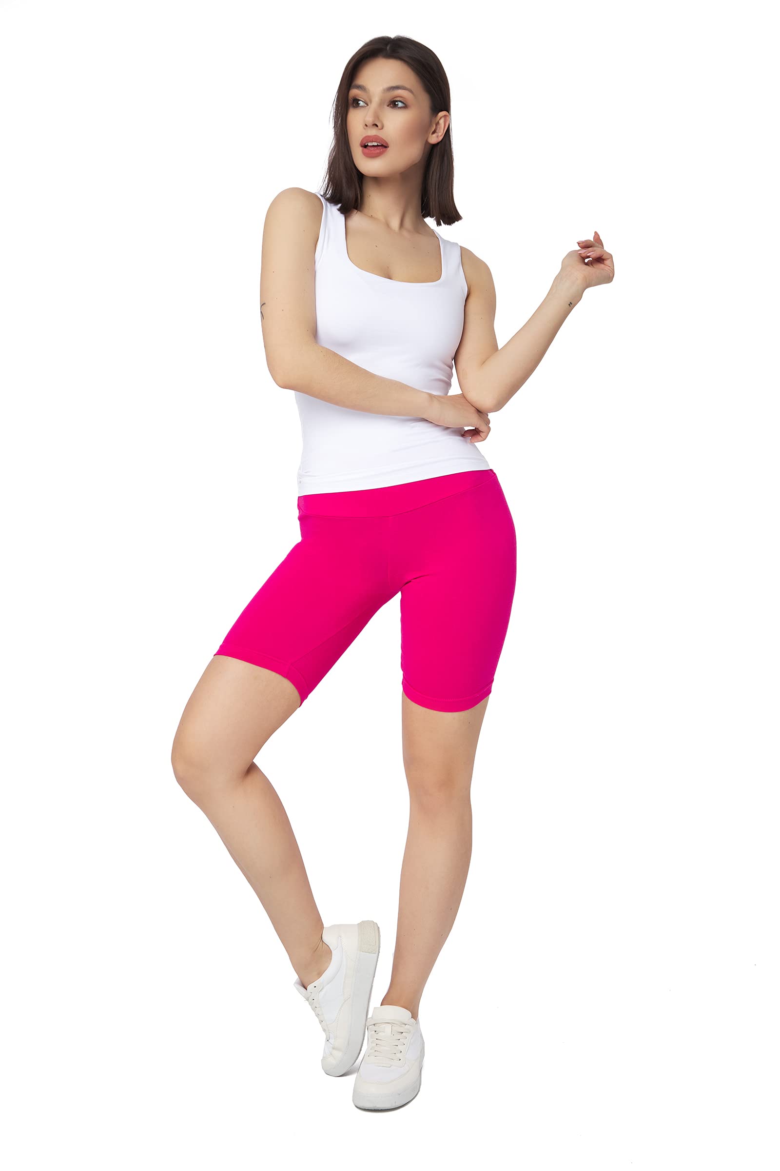 SOFTSAIL Women's Cycling Shorts Cotton High Waist Abdominal Control Yoga Gym Spo