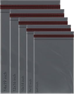50 Mixed Grey Mailing Poly Postal Self Seal Bags 5 Sizes 10 from Each iSOUL Small to Large Postage Packaging Assorted Mailers Posting Shipping Post Parcels Package Bags (Grey, 5 Size 50)