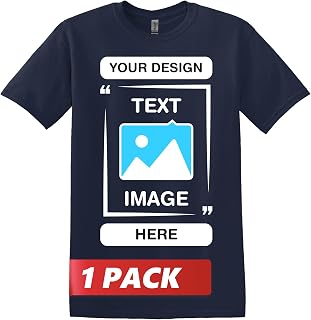 Gildan Personalized T-Shirts - Unisex Personalized Crew Neck T-Shirt - Personalize Your Image, Text & Photo - Men Women Adult