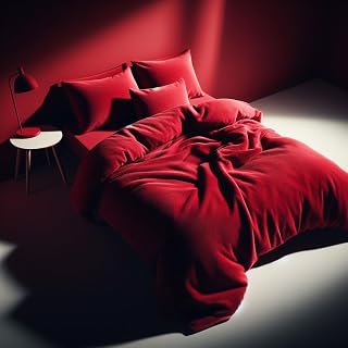 Comfort Collections - Teddy Fleece Duvet Cover Set Super Soft Warm Single Size Teddy Bear Winter Red 135cm x 200cm Approx