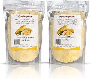 Nireds Foods Fresh Yellow Corn Pap with Ginger (Ogi/Akamu) – Fermented Corn Porridge | (2)1.5 lbs (3lbs Total) | Traditional Nigerian Breakfast Porridge.