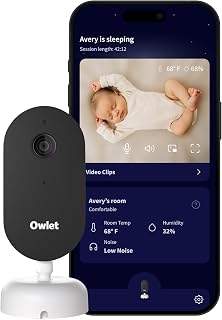Owlet Dream Sight Smart Baby Monitor, 2K HD WiFi Camera, Cry Alerts | Custom Notifications For Motion And Room Temp, Night Vision, Two-Way Talk, Secure WiFi Encryption, Dream Sock Compatible