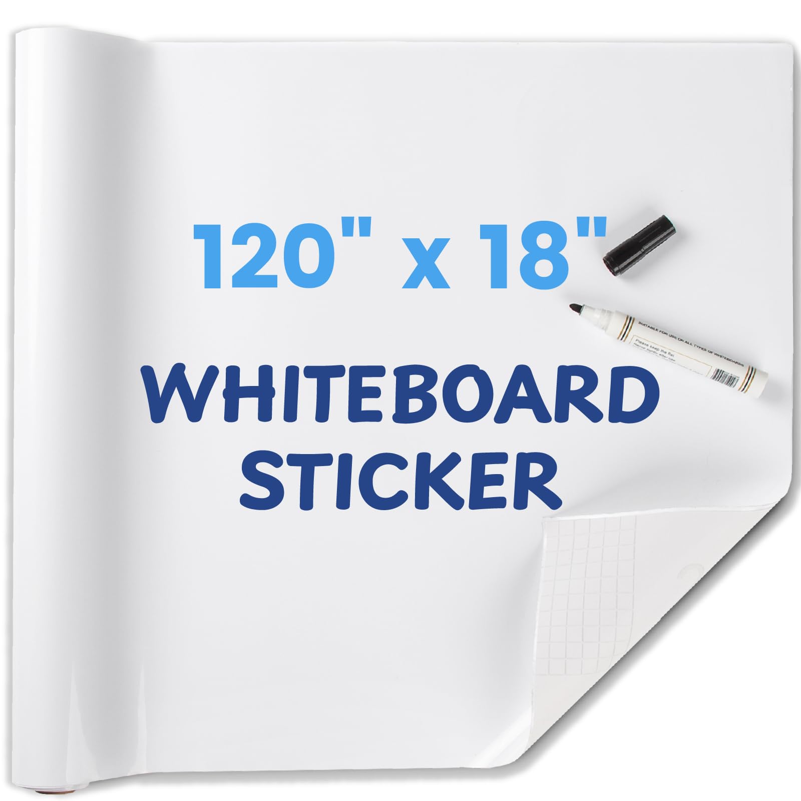 HeatPomelo Whiteboard Sticker for Wall, 120" x 17.3" (300x44 cm) No Ghosting Pee