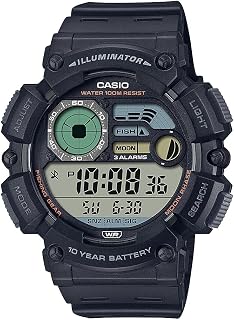 Casio WS1500H Series | Men's Digital Watch | 100 SEC Stopwatch | Countdown Timer | LED Light | 100m Water Resistance | Multifunction Alarm | Automatic Calendar | Dual, Black, WS-1500H-1