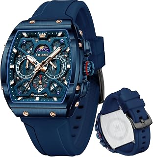 OLEVS - Diamond Watches for Men, Business Dress Watch, Water Resistant, Luminous, Gold Big Dial, Luxury Quartz Analog Watches with Date and Day Calendar and Strap