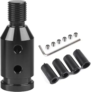ANDO RACING Universal Gear Shift Knob Adapter 12x1.25,Aluminum Alloy Shifter Knob Adapter,Gear Shift Adapter for Non-Threaded Manual Shifters M12x1.25(Black)