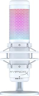 HyperX QuadCast S – RGB USB Condenser Microphone for PC PS5 Mac Anti-Vibration Shock Mount 4 Polar Patterns Pop Filter Gaming, Streaming, Podcasts, Twitch, YouTube, Discord – White (Renewed)