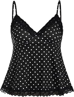 SOLY HUX Womens Y2K Lace Cami Striped Cute Babydoll Tops