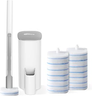 oshang Disposable Toilet Brush - Toilet Bowl Cleaner, Toilet Cleaning Supplies, Toilet Brush with Holder, 14 Refills for Deep Cleaning and Hygienic Bathroom Maintenance