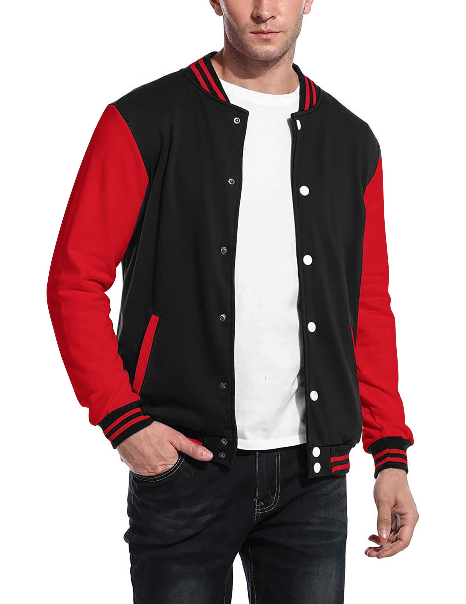 COOFANDY Chaqueta universitaria de moda para hombre Causal Slim Fit Algodón Bomb