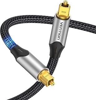 VENTION 2M Optical Cable for Soundbar to TV Digital, Toslink Optical Audio Cable Gold-Plated for Home Cinema, S/PDIF, PS4, Xbox, Stereo System