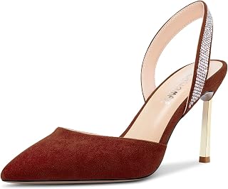 Castamere Women's High Heel Pointed Toe Pumps Slingback Slip-on Diamond Crystal 8.5 CM Heels
