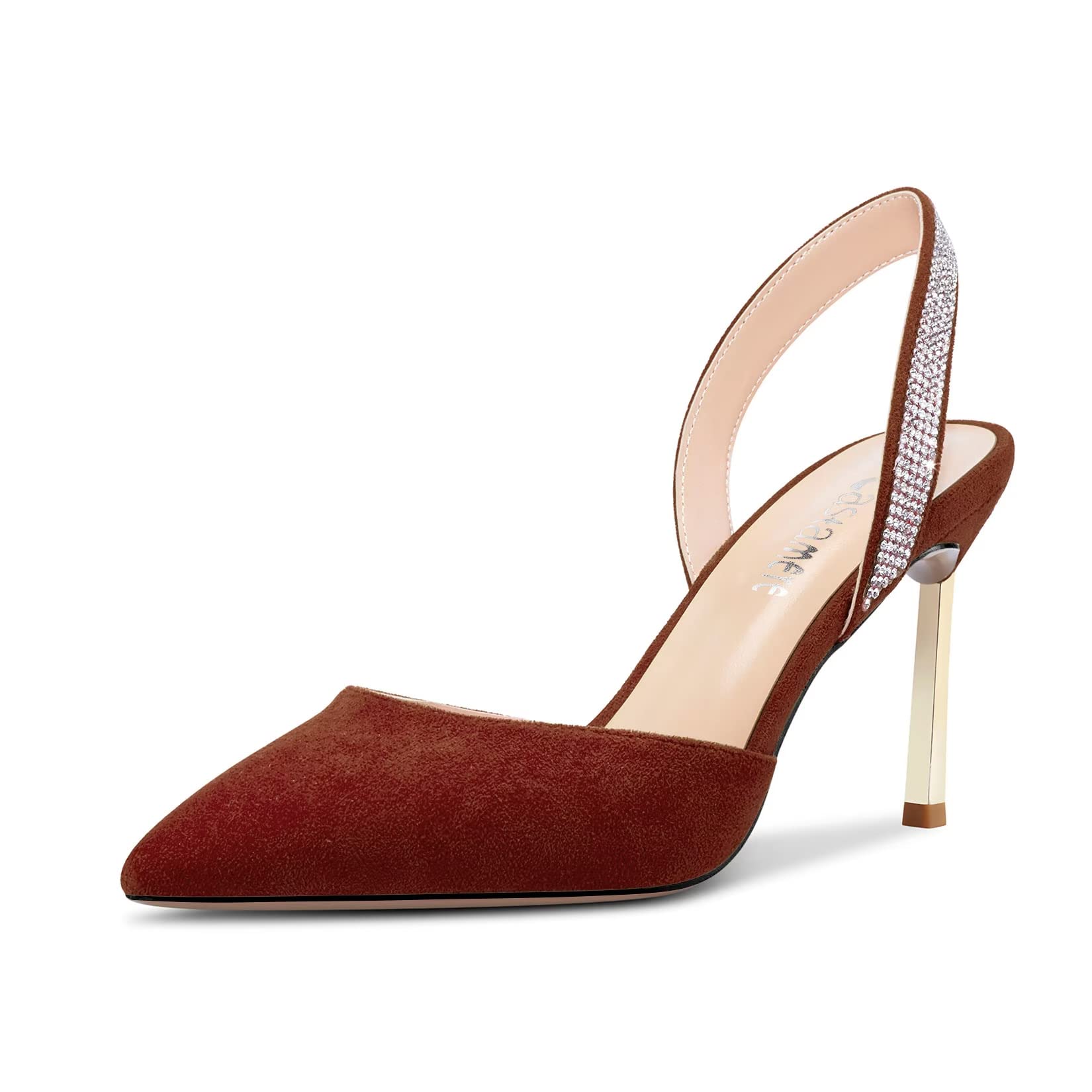 Castamere Women's High Heel Pointed Toe Pumps Slingback Slip-on Diamond Crystal 
