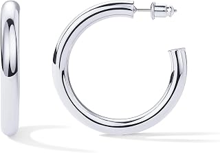 PAVOI 14K Gold Colored Lightweight Chunky Open Hoops | Gold Hoop Earrings for Women
