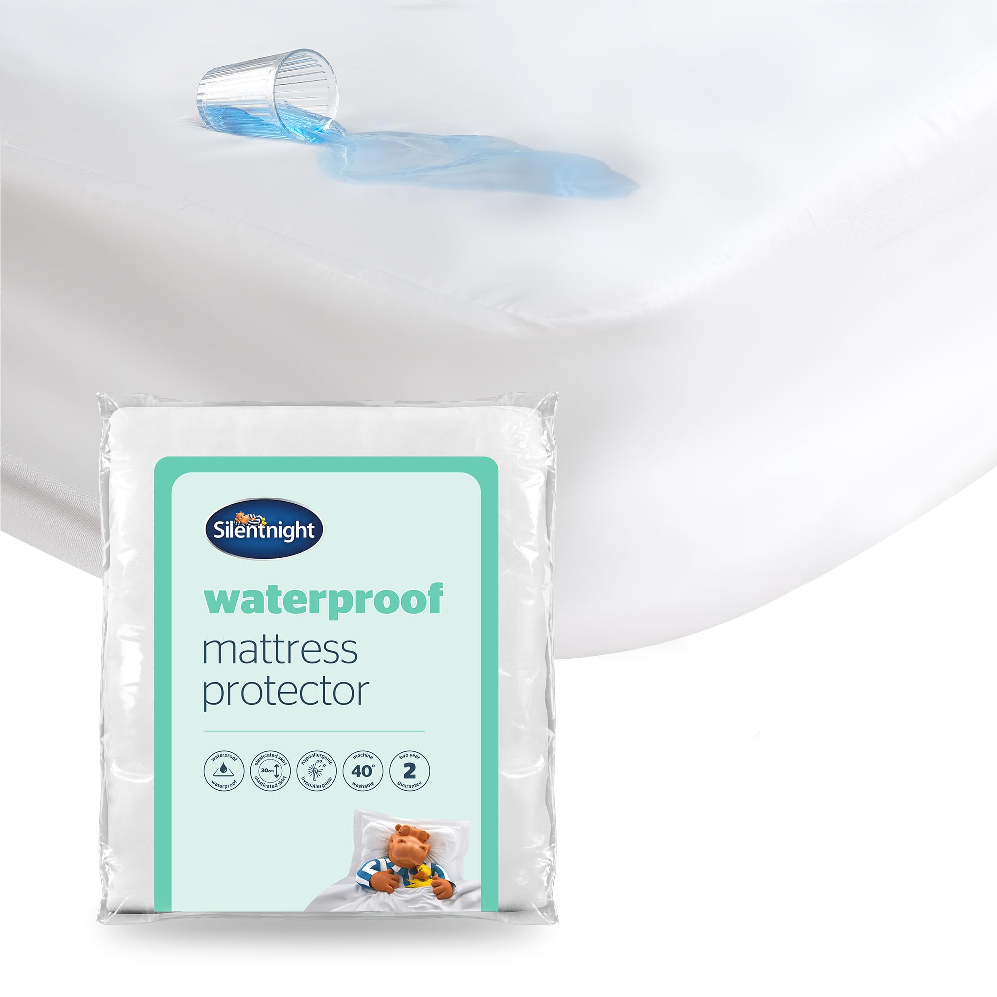 Silentnight Waterproof Mattress Protector, Double Bed, 1 Pack | Deep Fitted Skir