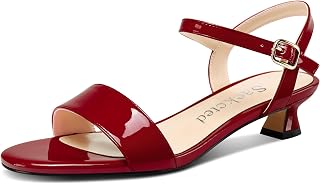 Saekcted Women Kitten Low Heel Open Toe Strappy Ankle Sandals Slingback Buckle Dress Shoes Casual Party Summer 3CM Heels