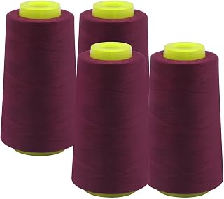 EVERLOCK Serger Thread – 4 Cones, 3000 Yards Each – 40 Weight, 2-Ply Spun Polyester – Strong, Low-Lint Overlock Thread for Serger Machines – All-Purpose Sewing &amp; Finishing (Burgundy)